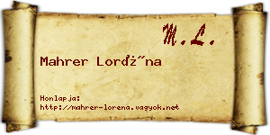Mahrer Loréna névjegykártya